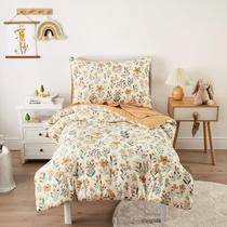 Conjunto de roupa de cama infantil Wake In Cloud Floral para meninas de 4 peças