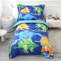 Conjunto de roupa de cama infantil Wowelife Dinosaur para meninos, algodão cinza Conjunto de roupa de cama infantil Wowelife Dinosaur para meninos, algodão cinza