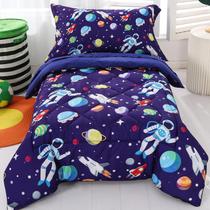 Conjunto de roupa de cama infantil Wowelife Space para meninos e meninas, azul Conjunto de roupa de cama infantil Wowelife Space para meninos e meninas, azul