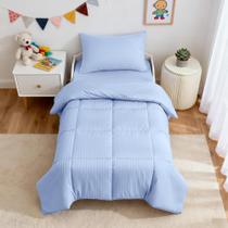 Conjunto de roupa de cama infantil ZPECC, 4 peças, hipoalergênico, azul para bebês