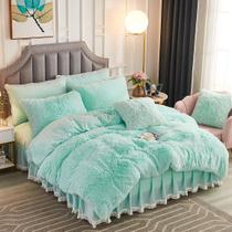 Conjunto de Roupa de Cama JAUXIO Luxury - Plush de Pelúcia Longo Aqua Queen