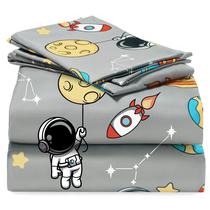 Conjunto de roupa de cama Joiedomi Astronaut Kids Full 4 peças de microfibra