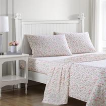 Conjunto de roupa de cama Laura Ashley Full Cotton Percal Norella Pink Conjunto de roupa de cama Laura Ashley Full Cotton Percal Norella Pink