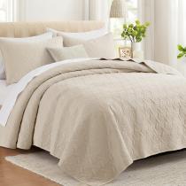 Conjunto de roupa de cama Lavsiry Beige Quilt King Size com 1 edredão e 2 capas Conjunto de roupa de cama Lavsiry Beige Quilt King Size com 1 edredão e 2 capas