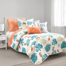 Conjunto de roupa de cama Lush Decor Coastal Reef de 5 peças Twin XL
