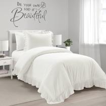 Conjunto de roupa de cama Lush Decor Reyna Cotton Twin XL branco 2 peças