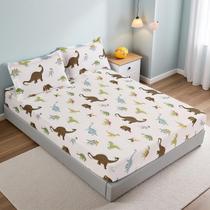 Conjunto de roupa de cama MAG Queen Size White Dinosaur 3 unidades para crianças
