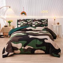 Conjunto de roupa de cama Meeting Story Army Green Camouflage Queen Size