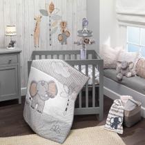 Conjunto de roupa de cama Mini Crib Lambs & Ivy Jungle Safari Elephant