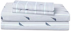 Conjunto de roupa de cama Nautica Queen Cotton Percale Audley Stripe Blue Conjunto de roupa de cama Nautica Queen Cotton Percale Audley Stripe Blue