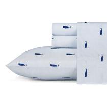 Conjunto de roupa de cama Nautica Twin Sheets 100% algodão azul percal