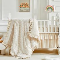 Conjunto de Roupa de Cama para Berço Flysheep - Listras Tuftadas Bege - 3 Peças