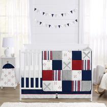Conjunto de Roupa de Cama para Berço Sweet Jojo Designs Baseball Patch - 4 Peças Conjunto de Roupa de Cama para Berço Sweet Jojo Designs Baseball Patch - 4 Peças