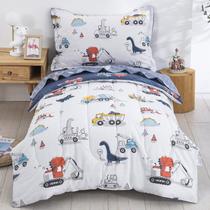 Conjunto de roupa de cama para crianças de algodão reversível DJY Dinosaur Cars