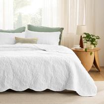 Conjunto de roupa de cama pré-lavada Quilt Bedsure Queen Size branco com 2 capas