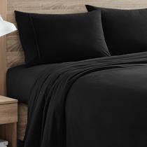 Conjunto de roupa de cama Sweet Home Collection Flannel King Black, pacote com 6 Conjunto de roupa de cama Sweet Home Collection Flannel King Black, pacote com 6