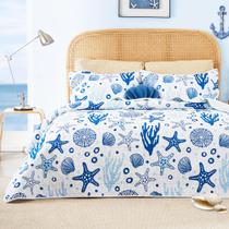 Conjunto de roupa de cama Twin Quilt Love's cabin Coastal White Reversível