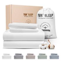 Conjunto de roupa de cama TWK 1200 TC 100% algodão egípcio branco King