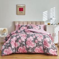 Conjunto de roupa de cama UOZZI BEDDING Flower Edredom Grey Queen 7 peças