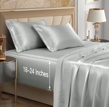 Conjunto de roupa de cama VACVELT King Satin Extra Deep Pocket 46-61cm Conjunto de roupa de cama VACVELT King Satin Extra Deep Pocket 46-61cm