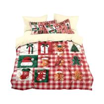Conjunto De Roupa De Cama Vermelha Xadrez Sem Núcleo Para Natal 3 Peças Lavável À Máquina