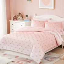 Conjunto de Roupa de Cama Wink Deer Kids Rosa - Tamanho Queen com Edredom e Lençóis