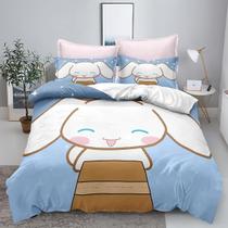 Conjunto de roupa de cama XYRXARIC Cinnamoroll, capa de edredom, 3 peças duplas