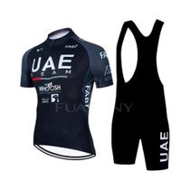 Conjunto De Roupa De Ciclismo Masculina De Verão Com Camisa E Calças Bib MTB Personalizadas UAE 2025 Conjunto De Roupa De Ciclismo Masculina De Verão Com Camisa E Calças Bib MTB Personalizadas UAE 2025
