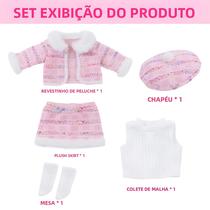 Conjunto De Roupa De Inverno Para Boneca Menina De 16-18 Polegadas: Casaco Rosa De Tricô, Chapéu,