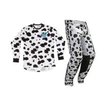 Conjunto De Roupa De Motocross MX Masculina Com Estampa De Leopardo Branca, Camisa De Manga Longa E