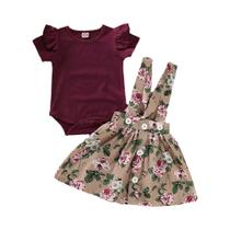 Conjunto De Roupa De Natal Para Bebês Recém-nascidos, Manga Curta, Saia Com Suspensório, Faixa De