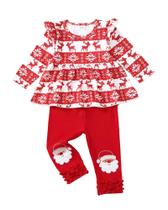 Conjunto de roupa de Natal para meninas Saeaby Red Snowflake Deer 9-12M