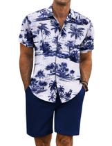 Conjunto de roupa de praia masculina de verão COOFANDY branco L