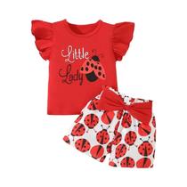Conjunto de Roupa de Verão para Bebês Meninas - Estampa de Joaninha (2 Peças) Conjunto de Roupa de Verão para Bebês Meninas - Estampa de Joaninha (2 Peças)