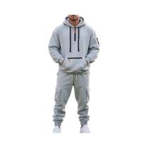 Conjunto De Roupa Esportiva Masculina De Outono Inverno Com Moletom Casual Com Zíper E Calças De