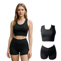 Conjunto De Roupa Feminina Fitness Shorts + Top Academia