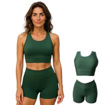 Conjunto De Roupa Feminina Fitness Shorts + Top Academia