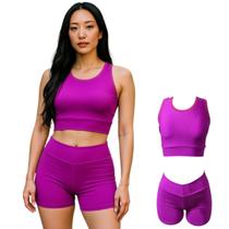 Conjunto De Roupa Feminina Fitness Shorts + Top Academia