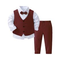 Conjunto De Roupa Formal De Algodão Para Meninos, Traje De Cavalheiro, Colete Sólido Para