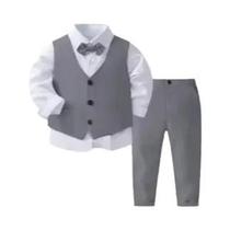 Conjunto De Roupa Formal De Algodão Para Meninos, Traje De Cavalheiro, Colete Sólido Para