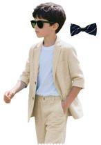 Conjunto de roupa formal Trasign Kids Champagne Linen para meninos de 2 a 20 anos Conjunto de roupa formal Trasign Kids Champagne Linen para meninos de 2 a 20 anos