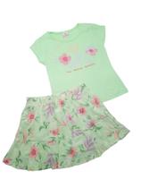 Conjunto de roupa infantil menina com saia brandili 4-6-8-10