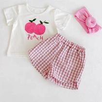 Conjunto de Roupa Infantil para Bebês Meninas - 2 Peças com Estampa de Frutas
