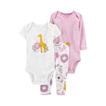 Conjunto de Roupa Infantil para Bebês Meninas (3 Peças) - Algodão, Flores, 6 a 24 Meses