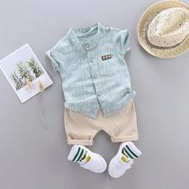 Conjunto de Roupa Infantil Verão - 2 Peças (Camisa e Shorts) para Bebês e Meninos Conjunto de Roupa Infantil Verão - 2 Peças (Camisa e Shorts) para Bebês e Meninos