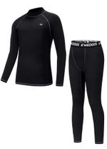Conjunto de roupa íntima térmica Ewedoos para crianças, de cima e de baixo, preto Conjunto de roupa íntima térmica Ewedoos para crianças, de cima e de baixo, preto