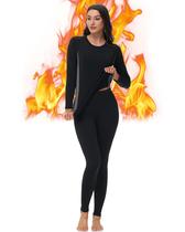 Conjunto de roupa íntima térmica feminina EoBekee, forrado de lã, Long Johns