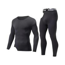 Conjunto De Roupa Íntima Térmica Masculina Grossa E Quente, Cor Sólida, Para Outono/Inverno,