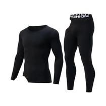 Conjunto De Roupa Íntima Térmica Masculina Grossa E Quente, Cor Sólida, Para Outono/Inverno,
