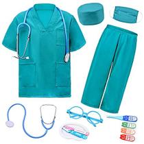 Conjunto de roupa médica para crianças ZZIHAN Doctor Scrubs com brinquedos